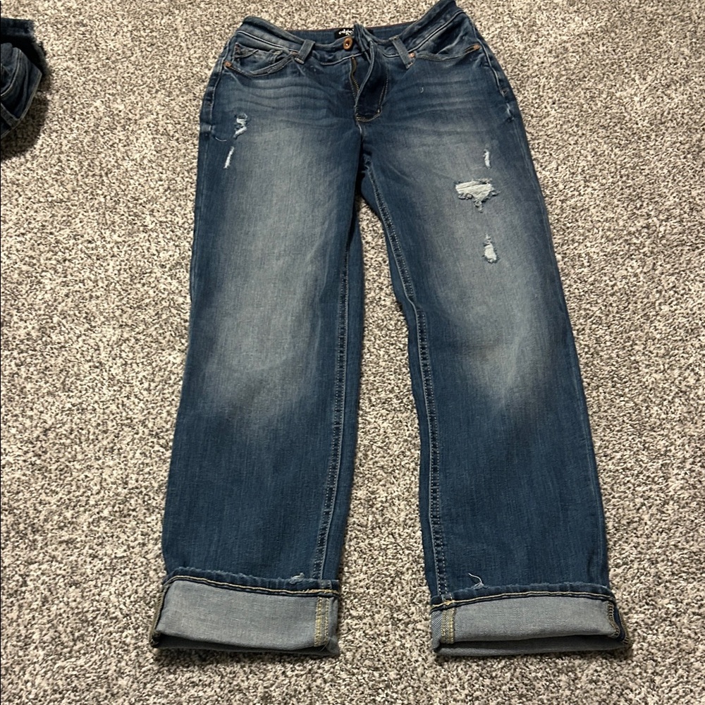 Maurices Women's Distressed Boyfriend Jeans - Blue